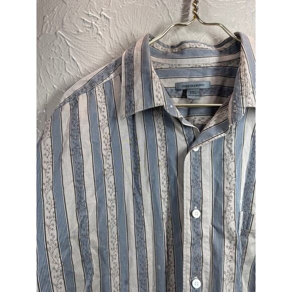 Johnston & Murphy Striped Floral Print Long Sleeve Button Up Shirt Mens Size XL - Picture 3 of 5